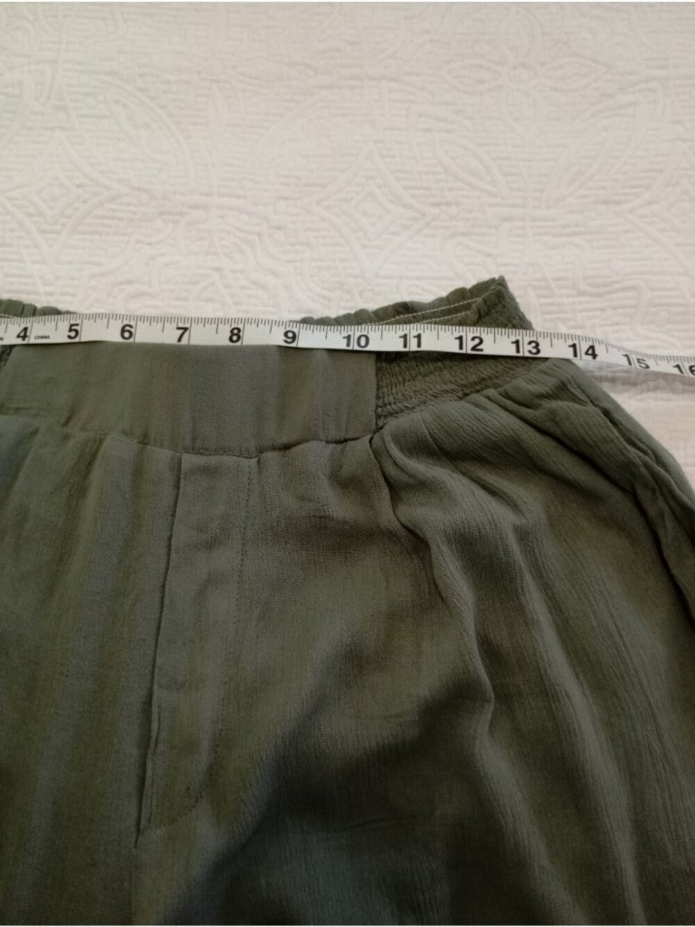 Mable Sage Green Wide-Leg High Waist Palazzo Pants Size L Summer Beach - Picture 9 of 13